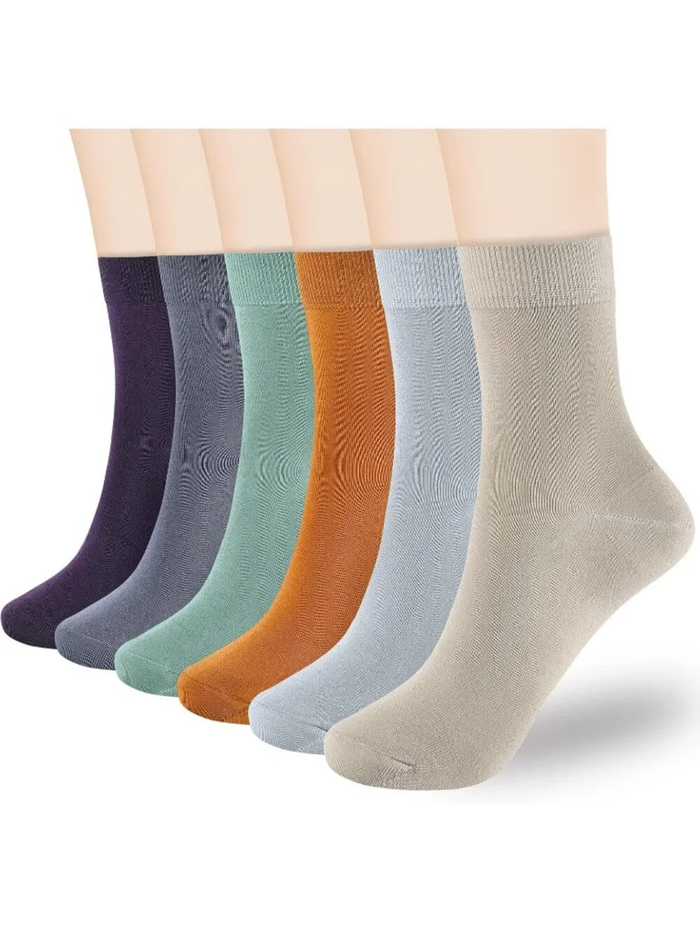 🧦Women's Green Orange Blue 6 Pairs Thin Above Ankle Socks Cotton Crew Socks